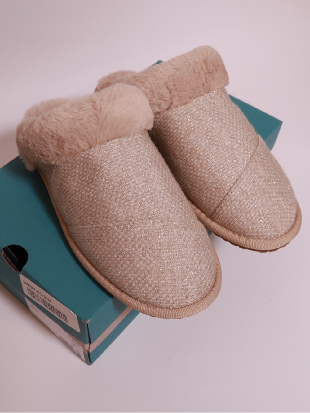 TOMS Valerie Slippers Oatmeal Sparkle Knit size 5